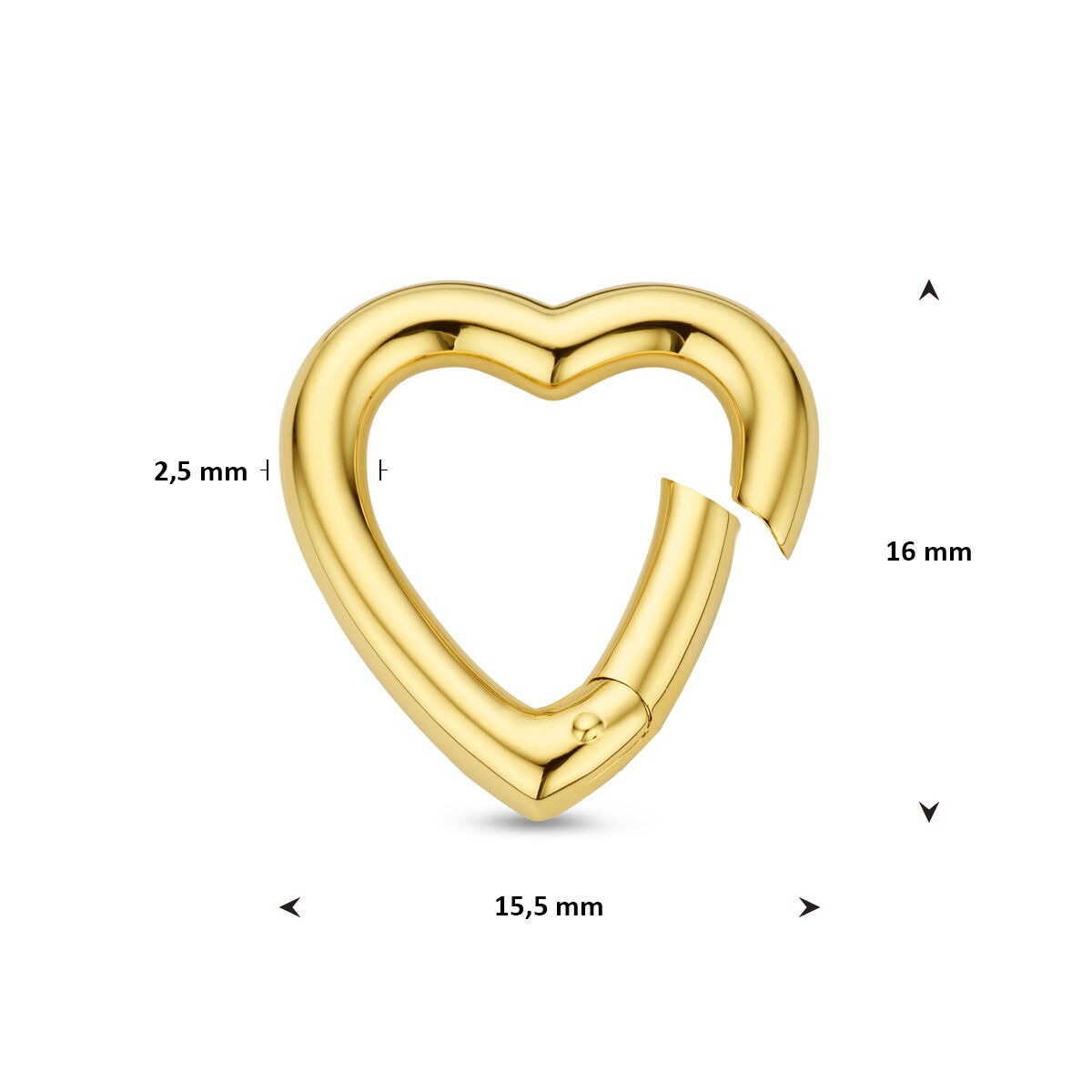 Connecteur en Or Jaune 14k en Forme de Cœur