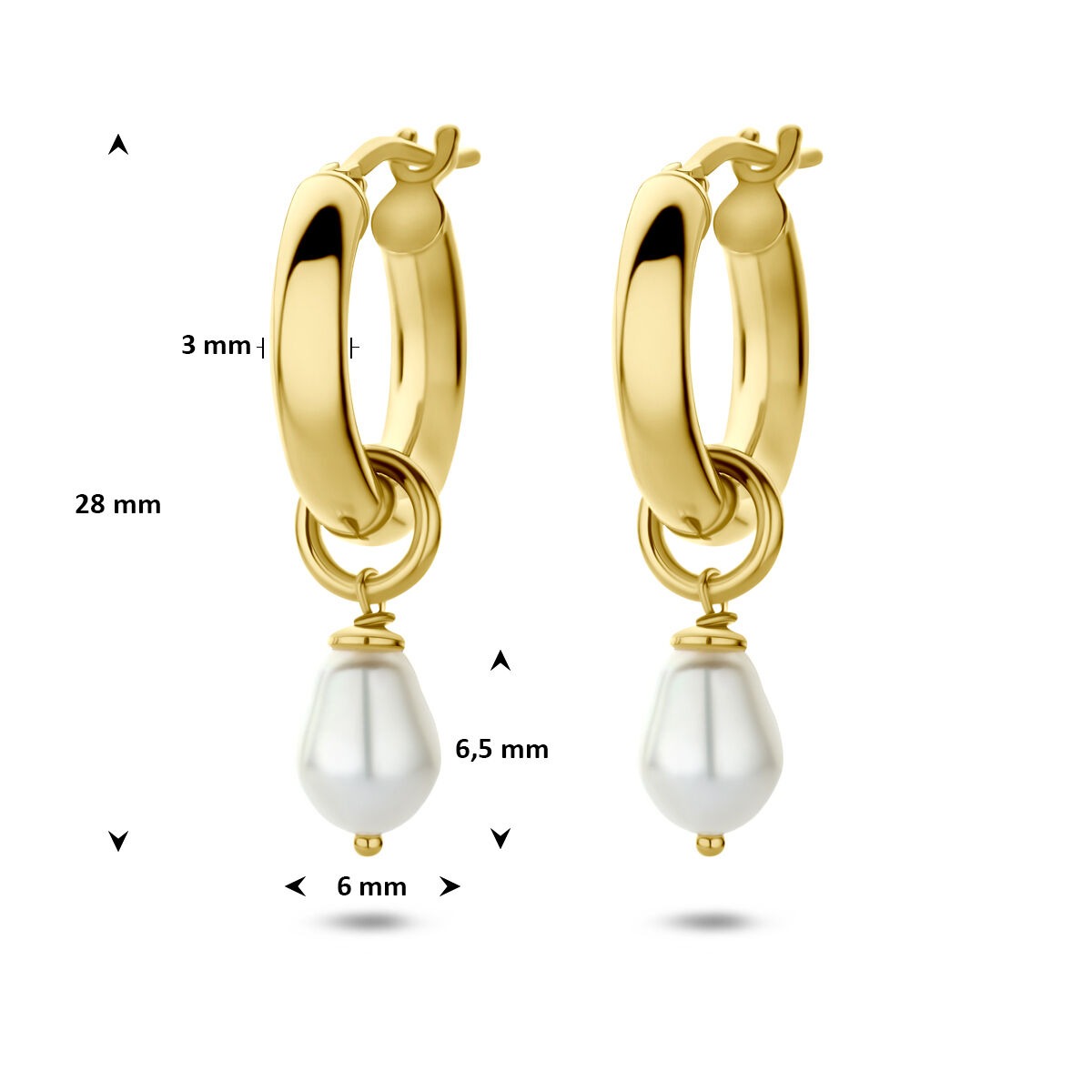 Créoles plaquées or en argent 925 avec perle d'eau douce