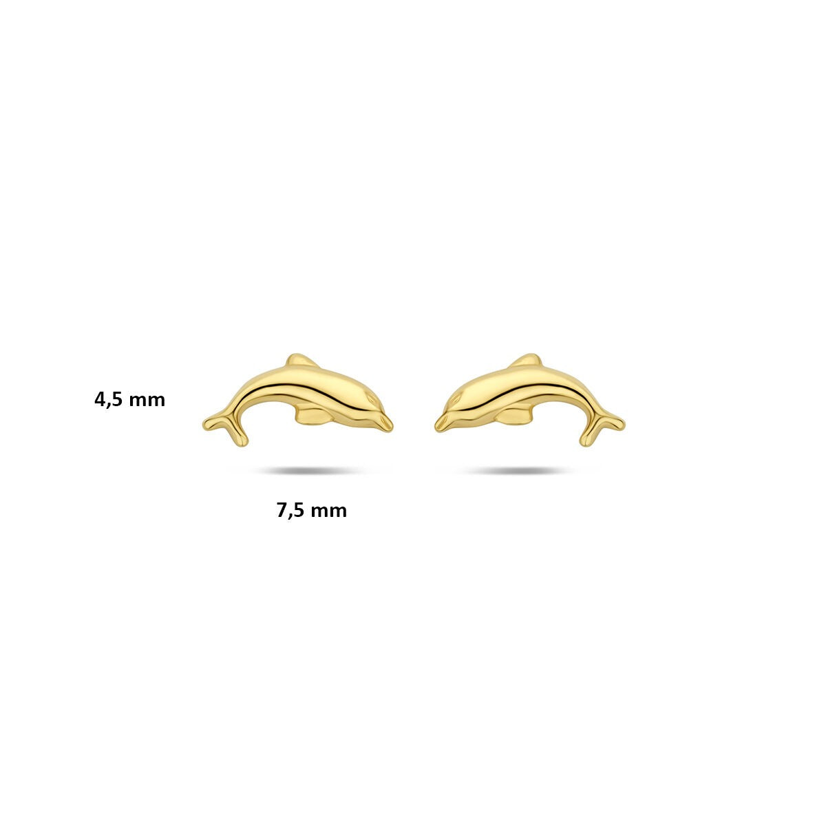 puces d'oreilles dauphin en or jaune 9k