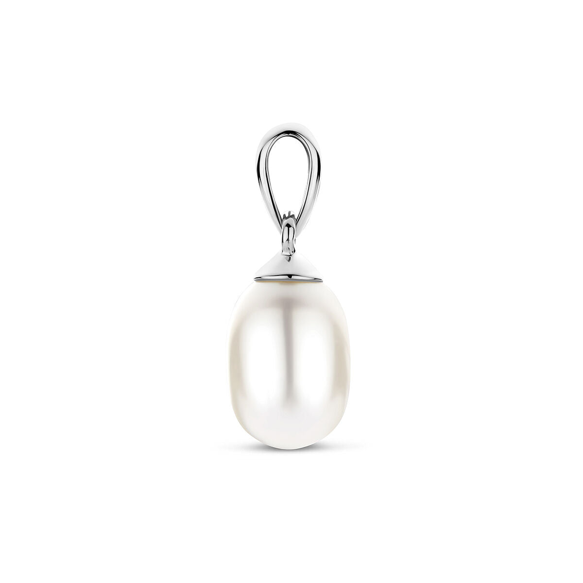 pendentif en or blanc 14k avec perle d'eau douce - ovale
