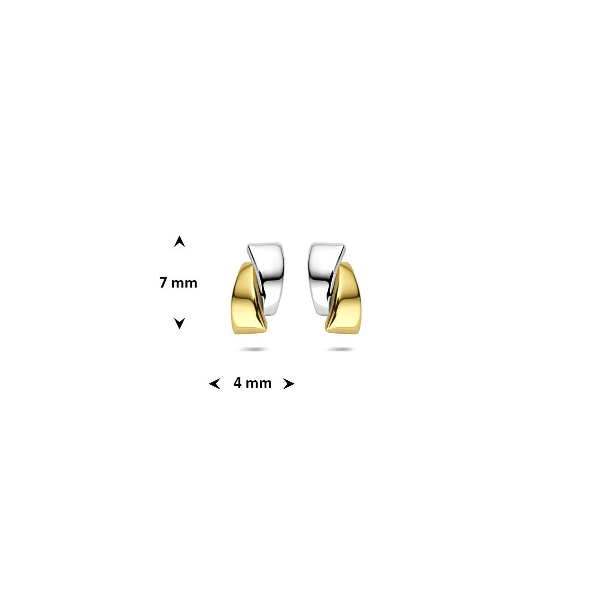 Puces d'oreilles bicolores – or blanc et or jaune 14k avec finition polie