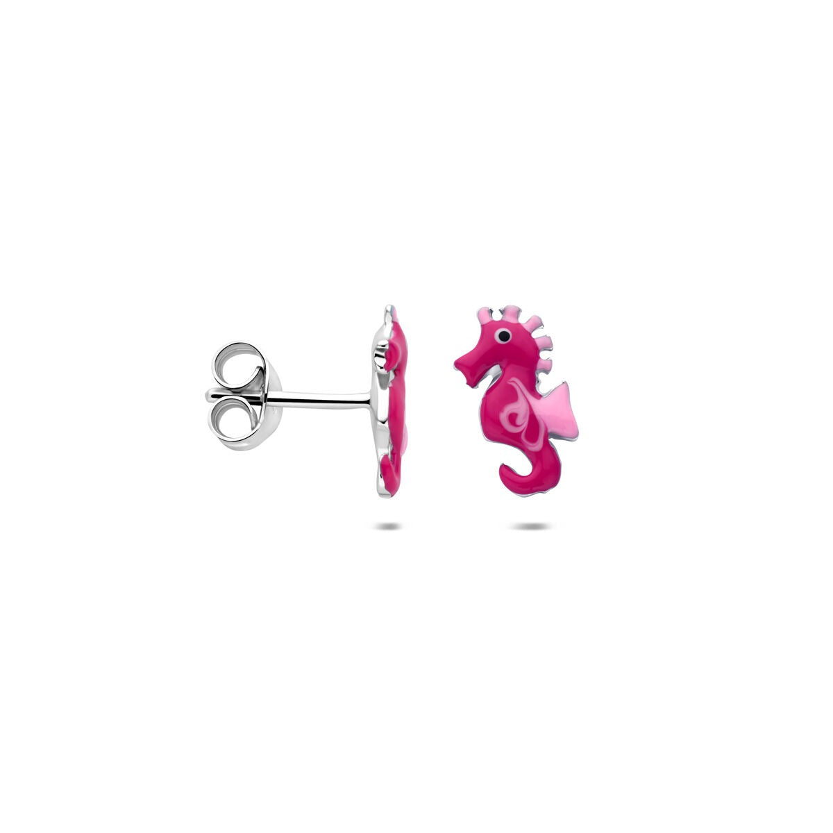 Puces d'oreilles pour enfant en argent rhodié hippocampe