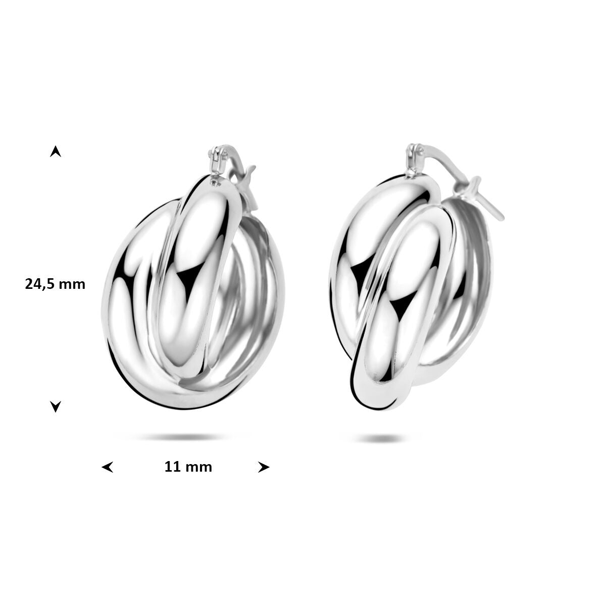 Créoles en argent 925 rhodié 24.5 x 11 mm