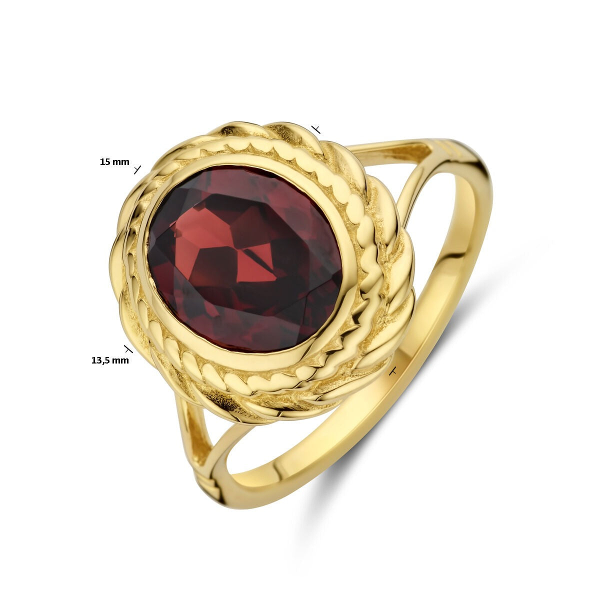 Bague en or 14k avec grenat – Taille ovale