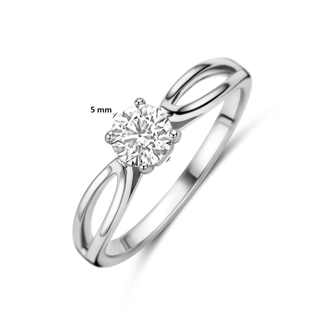 Gerhodineerde 925 zilveren ring met zirkonia