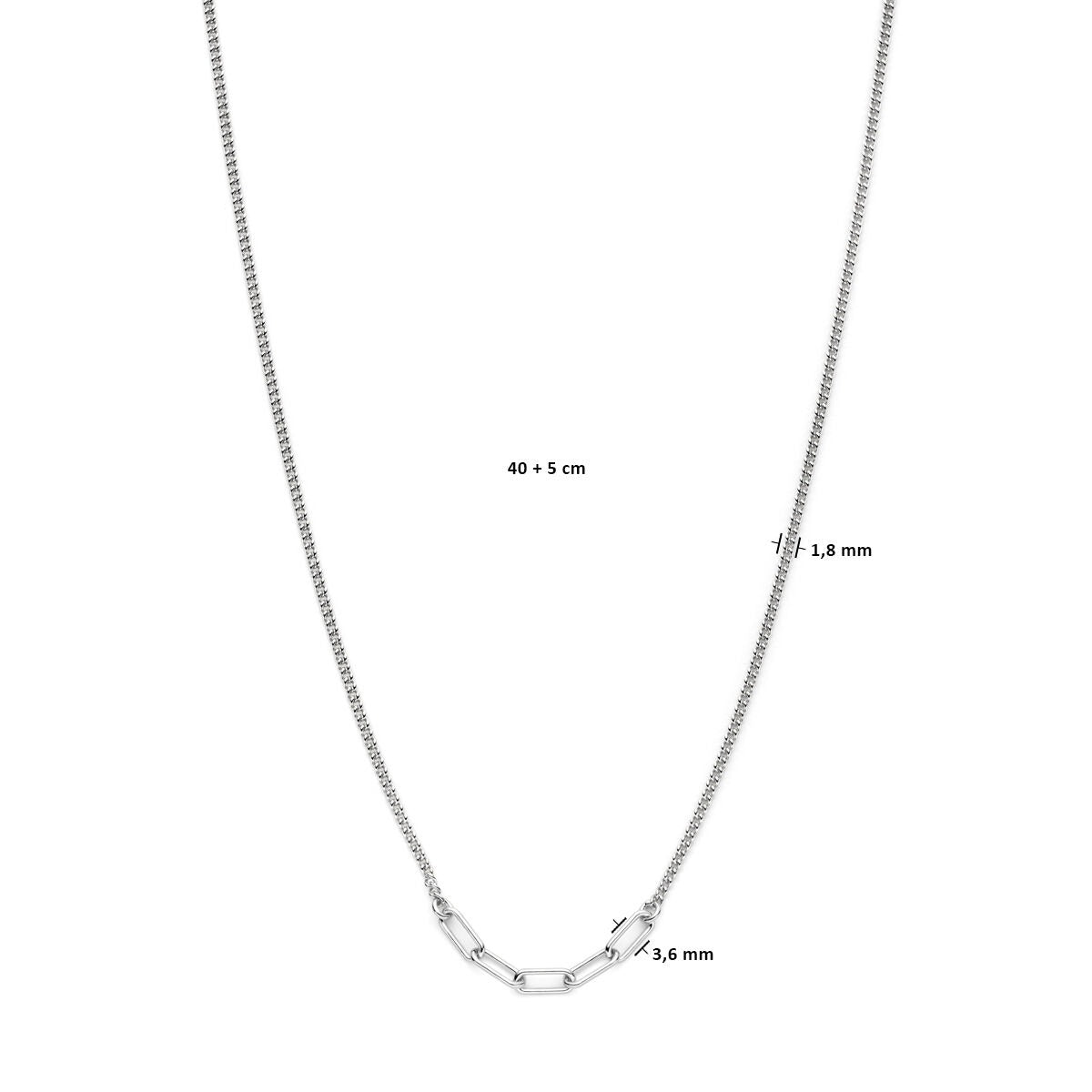 Collier en argent – rhodié argent 925 avec double épaisseur de maille