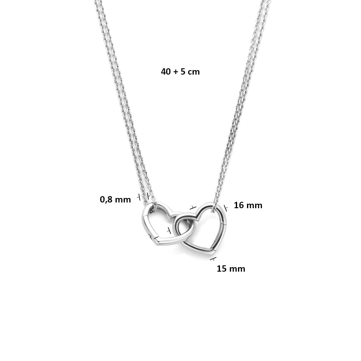 Collier d'amitié en argent avec cœurs – rhodié argent 925
