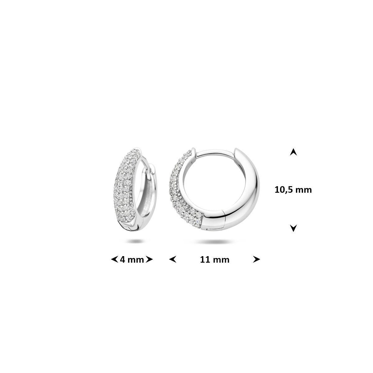 Créoles en argent 925 rhodiées avec zircone