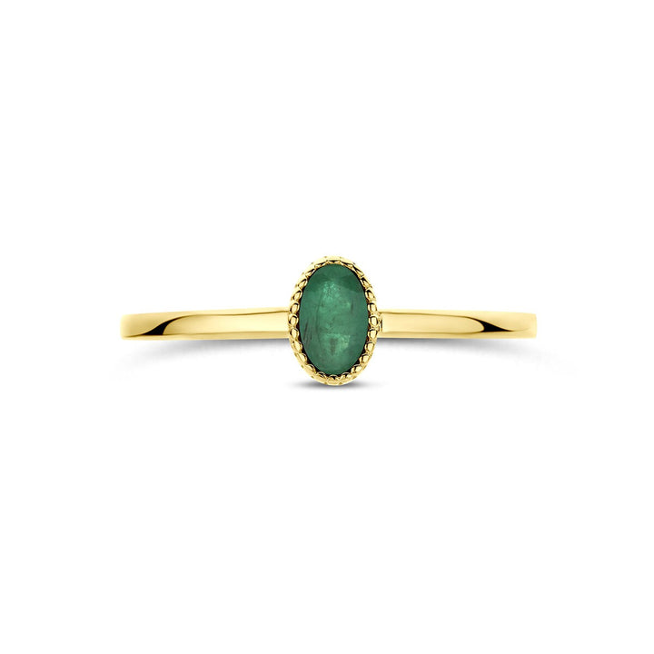 14k Geelgouden ring met smaragd