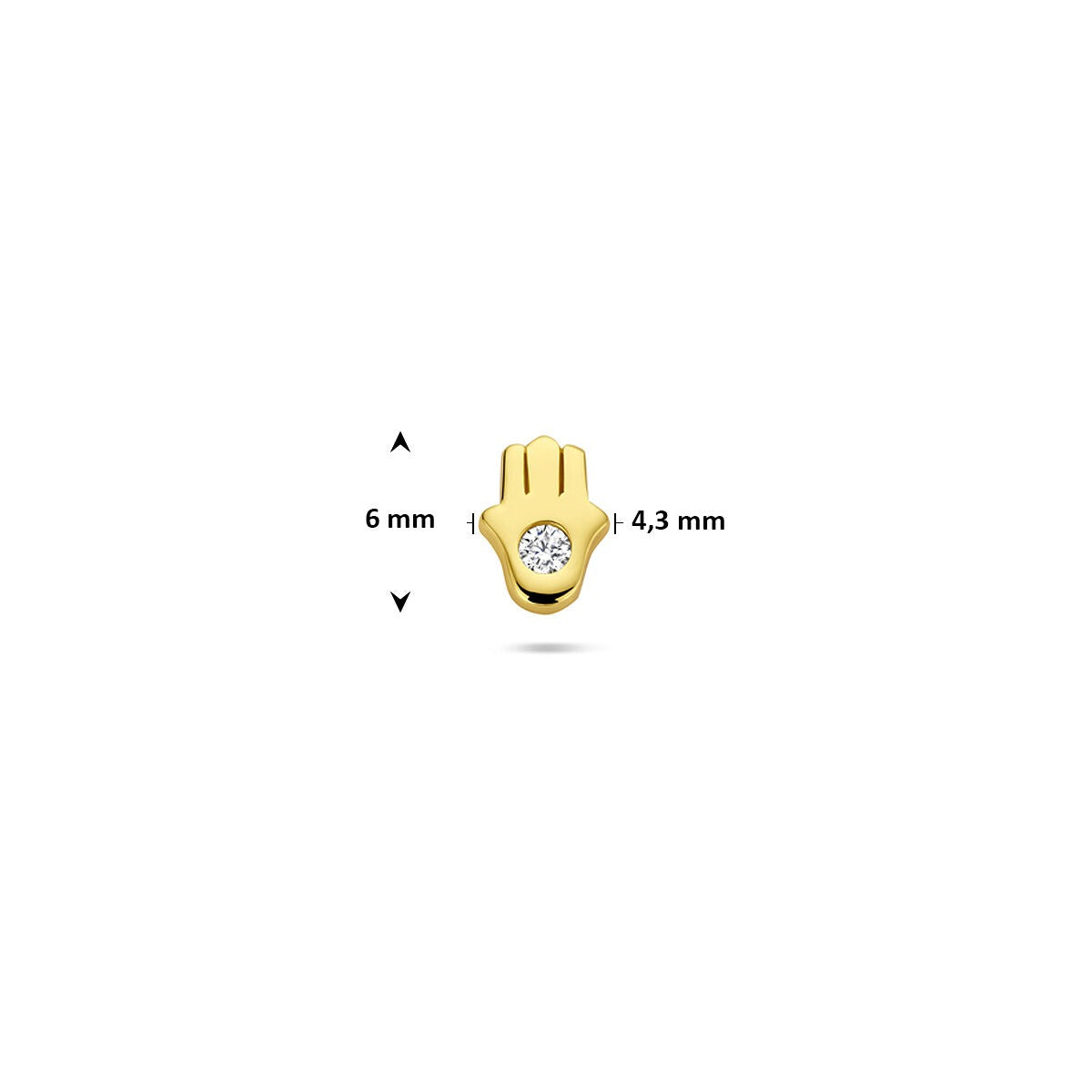 Piercing plat arrière plaqué or Main de Fatima – 925 argent avec zircone