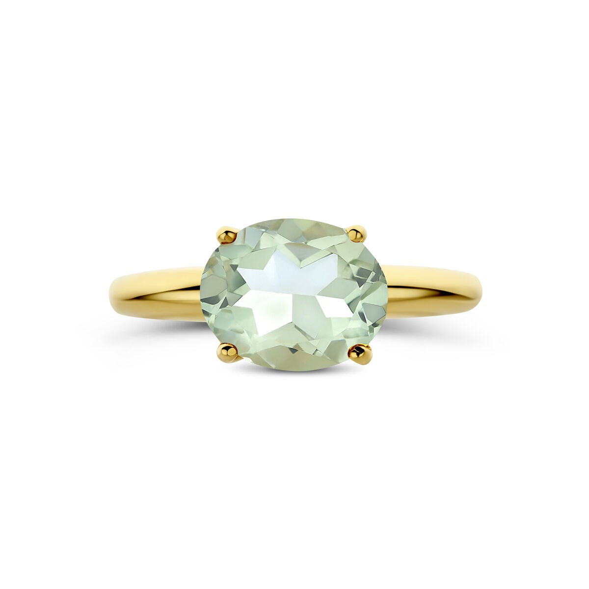Bague en or jaune 14k avec améthyste verte