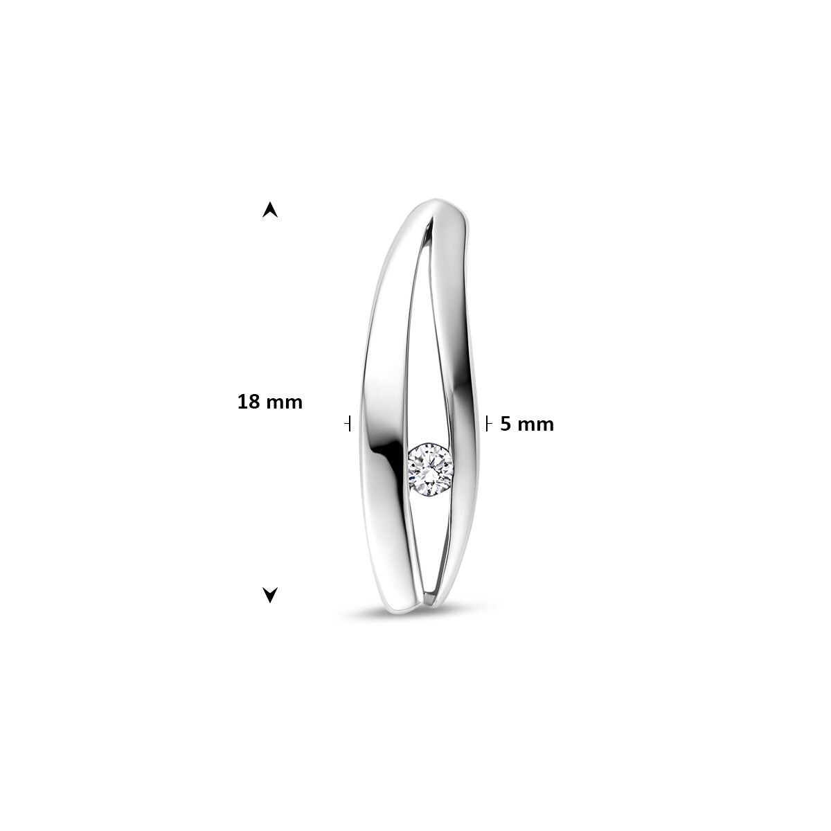 Pendentif pour femme en argent avec diamant lab grown – rhodié 18 mm