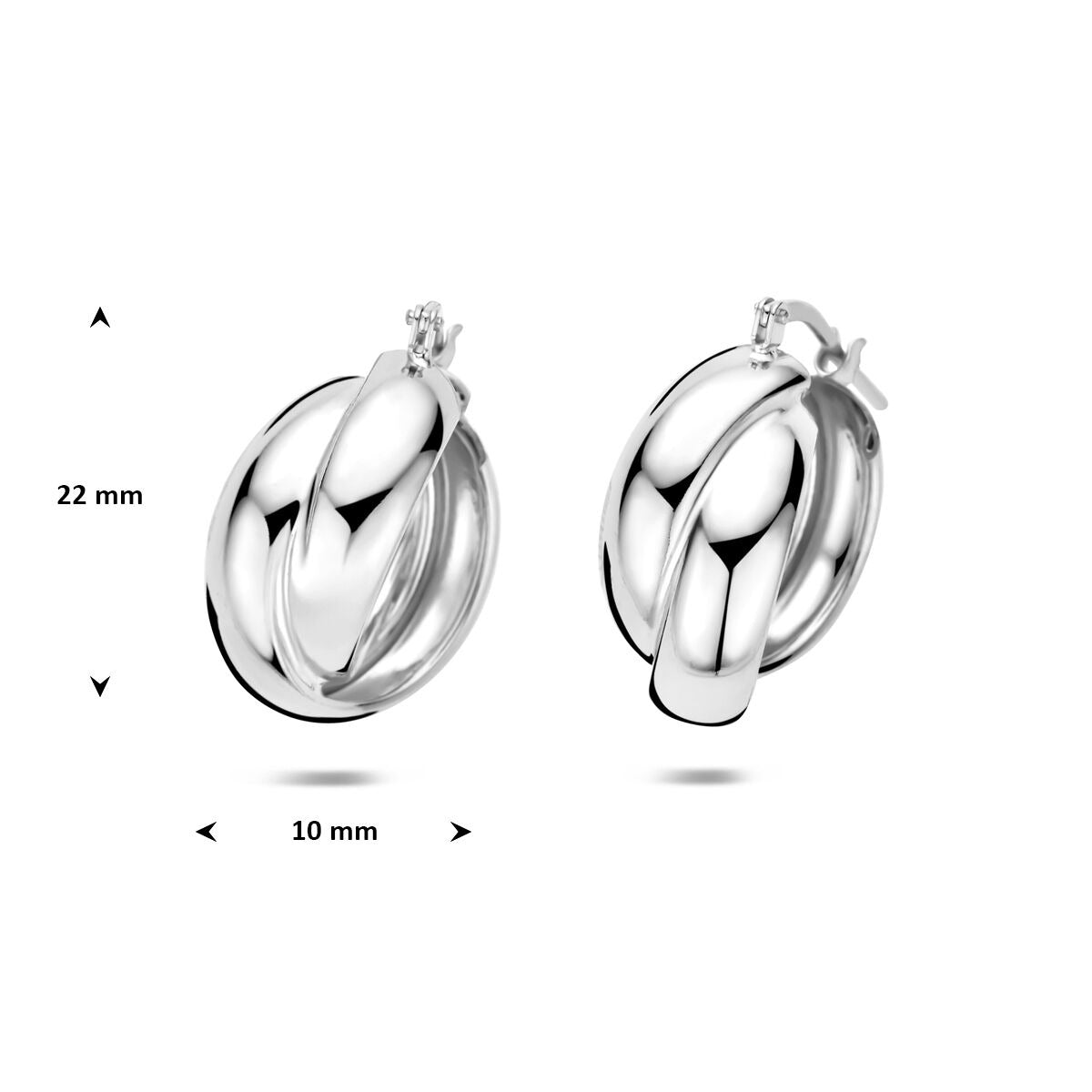 Créoles en argent 925 rhodiées 22 x 10 mm
