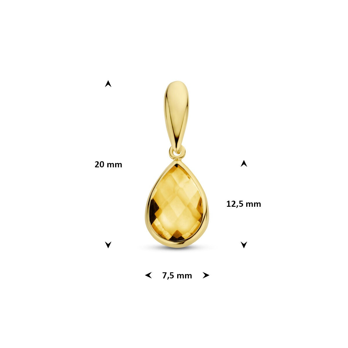 pendentif en or jaune 9k avec citrine