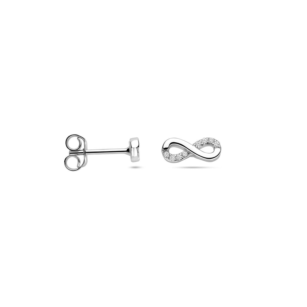 Puces d'oreilles en argent rhodié infini avec zircone