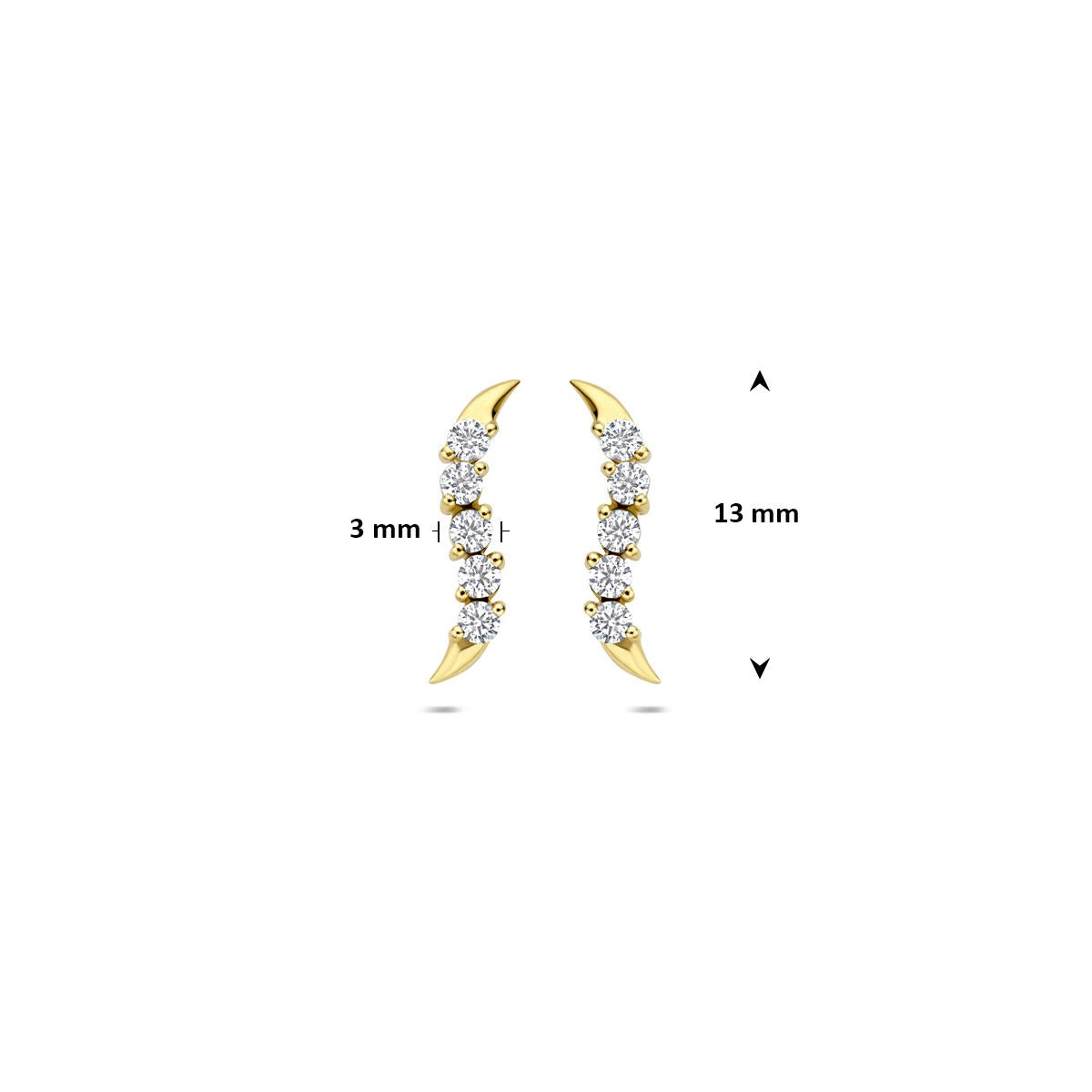 puces d'oreilles en or jaune 9k avec zircone