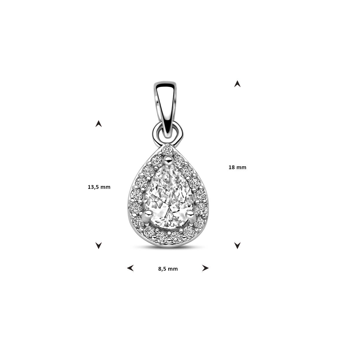 Pendentif rhodié en argent avec zircone en sertissage entourage