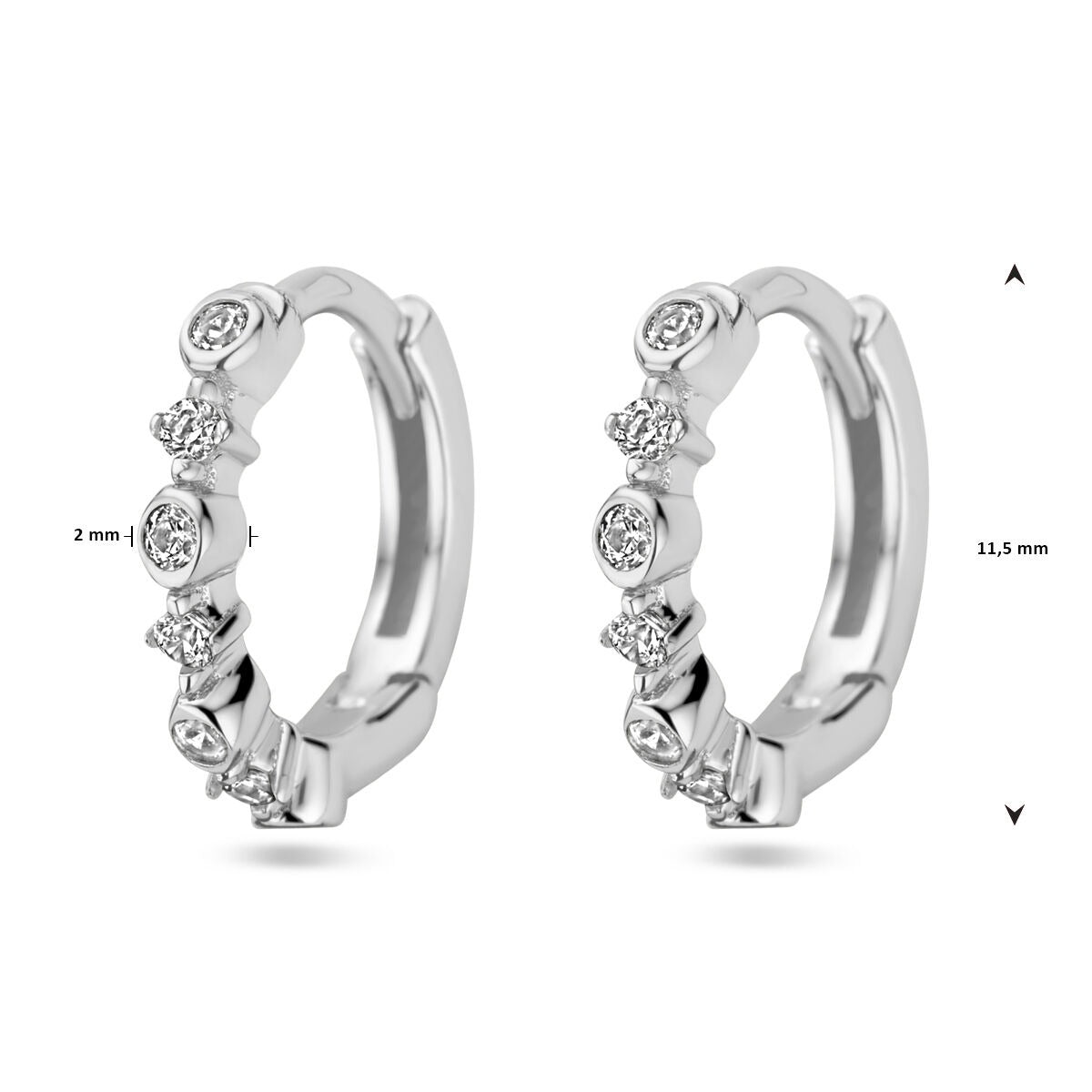 Boucles d'oreilles en argent pour femme avec zircone – rhodiées 11.5 mm