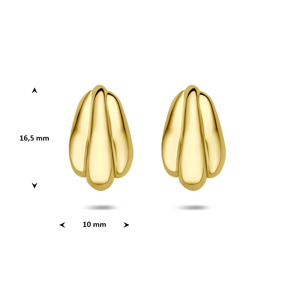Boucles d'oreilles en argent 925 plaqué or 16,5 x 10 mm pour femme