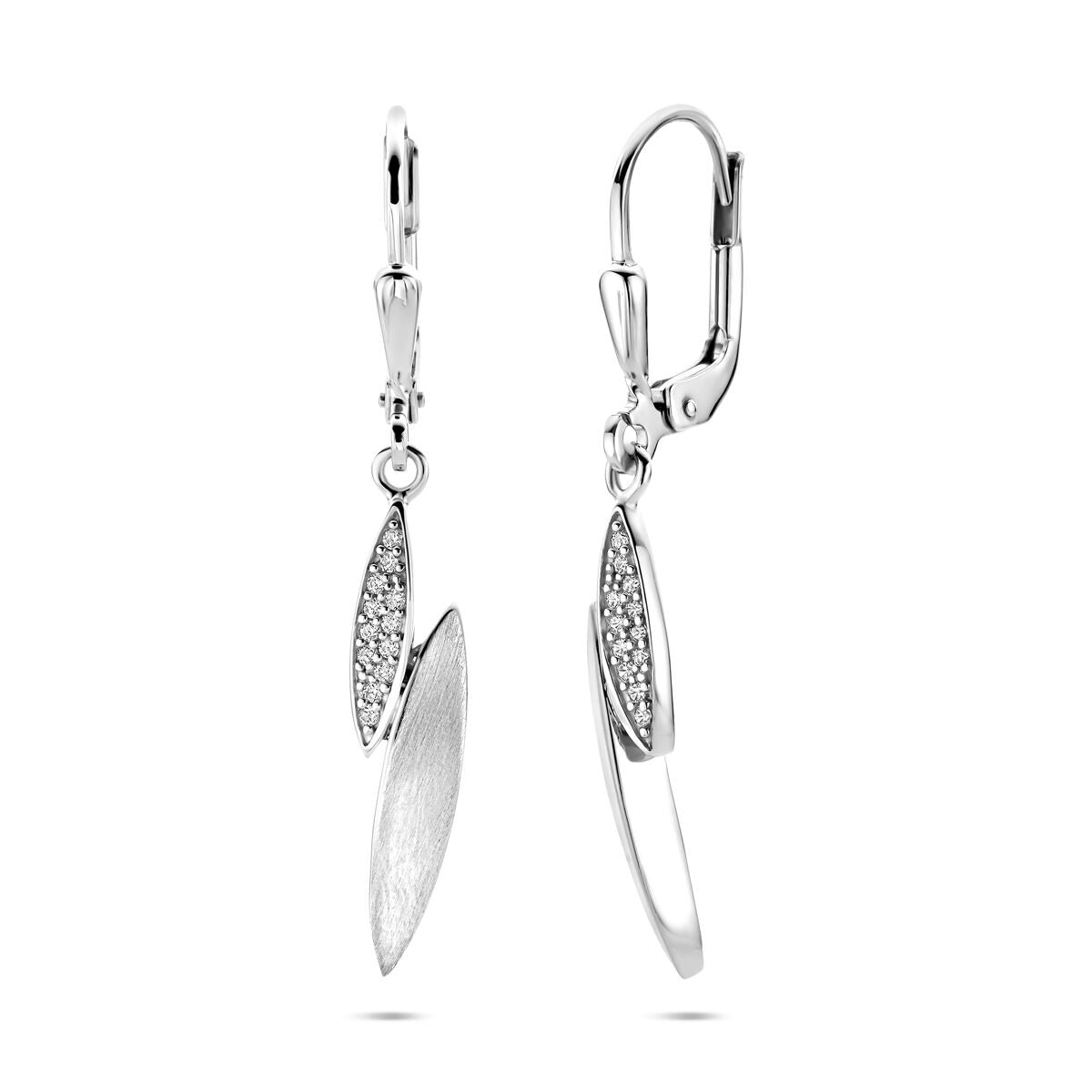 Boucles d'oreilles en argent avec zircone – rhodiées