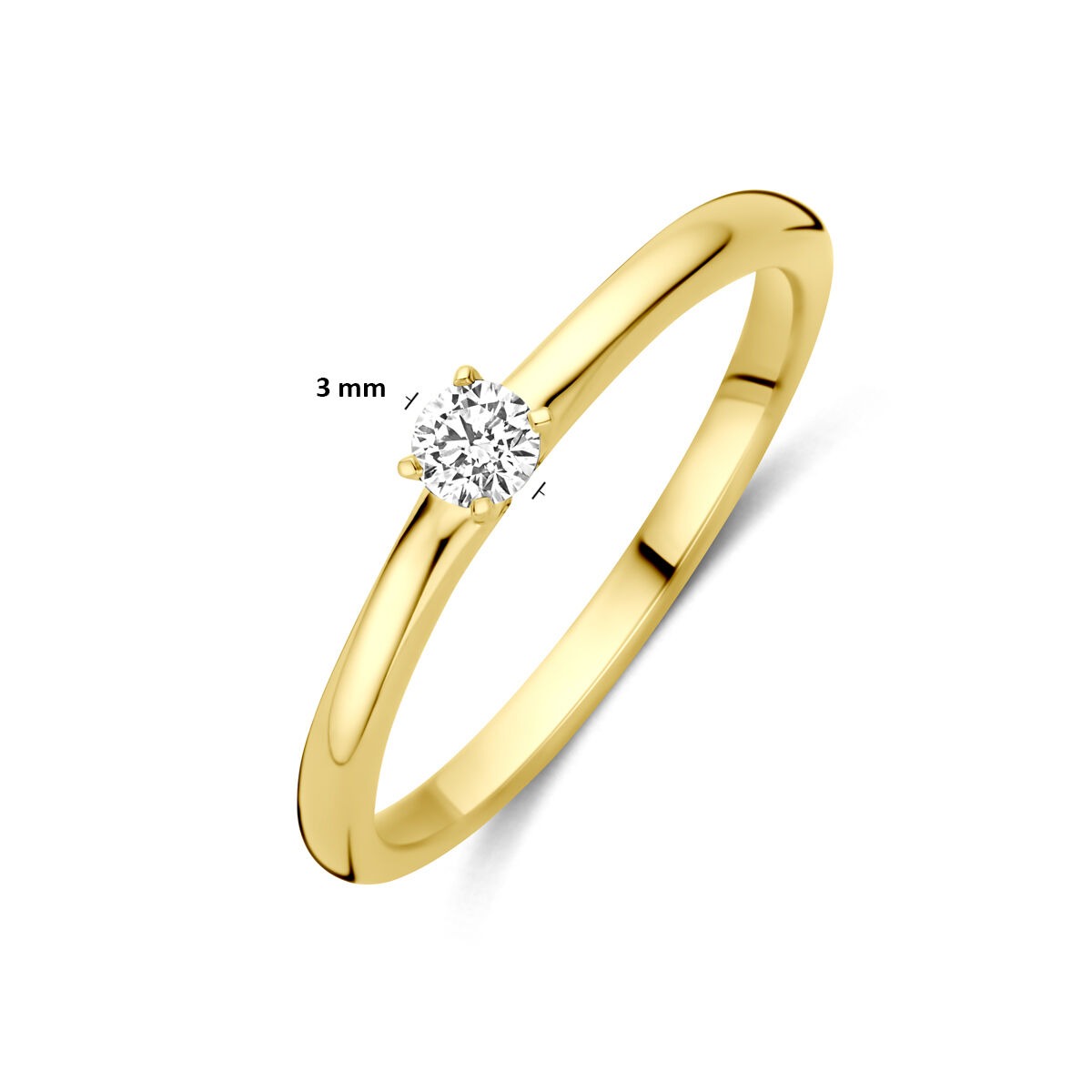 Bague en or jaune 14k avec diamant de culture de 0.10ct