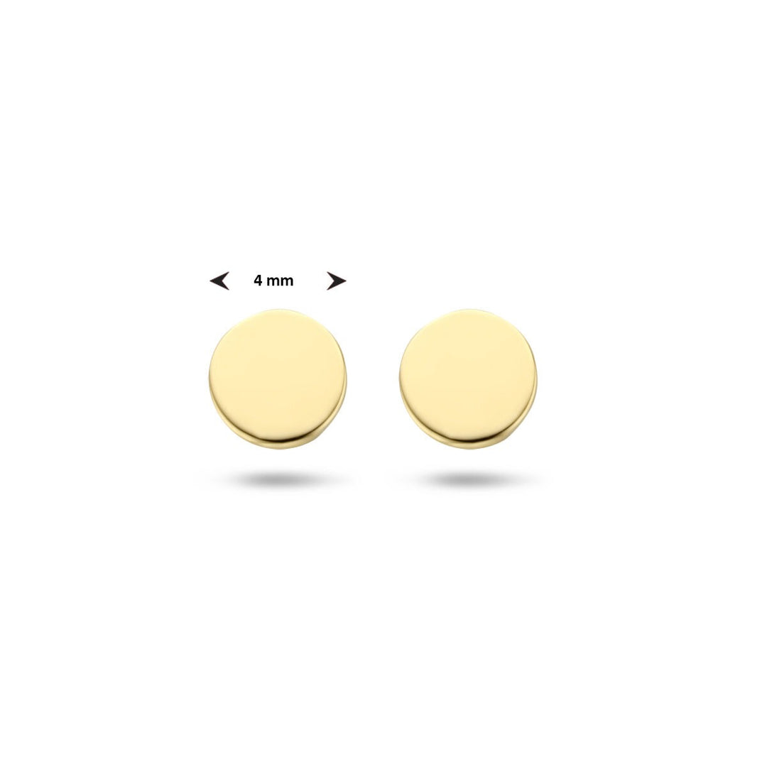 Gouden oorknopjes 9k rond poli – Dames Oorbellen