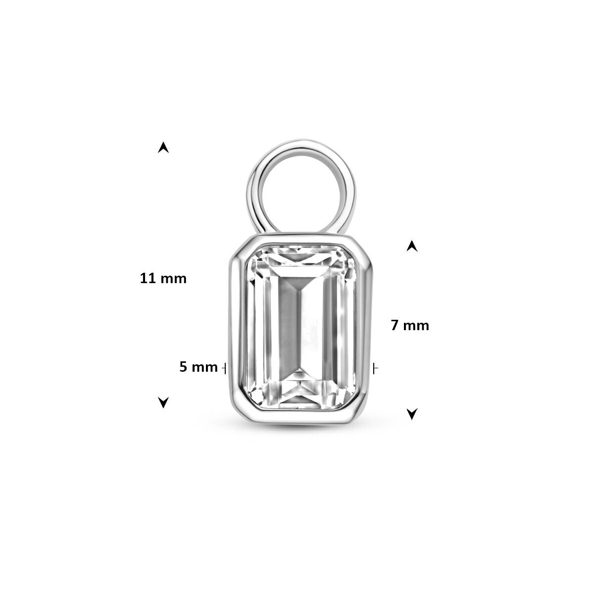 Pendentif créole en argent rhodié avec zircone