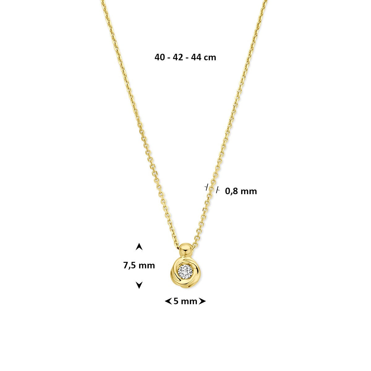 Collier en or jaune 14k avec diamant cultivé en laboratoire