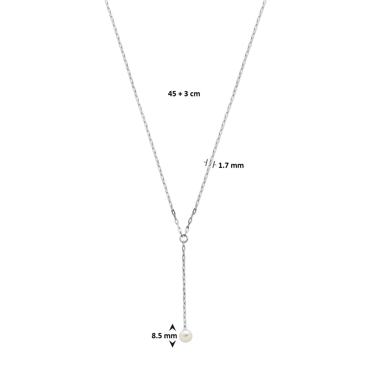 y-collier perle 1,7 mm 45 + 3 cm argent rhodié