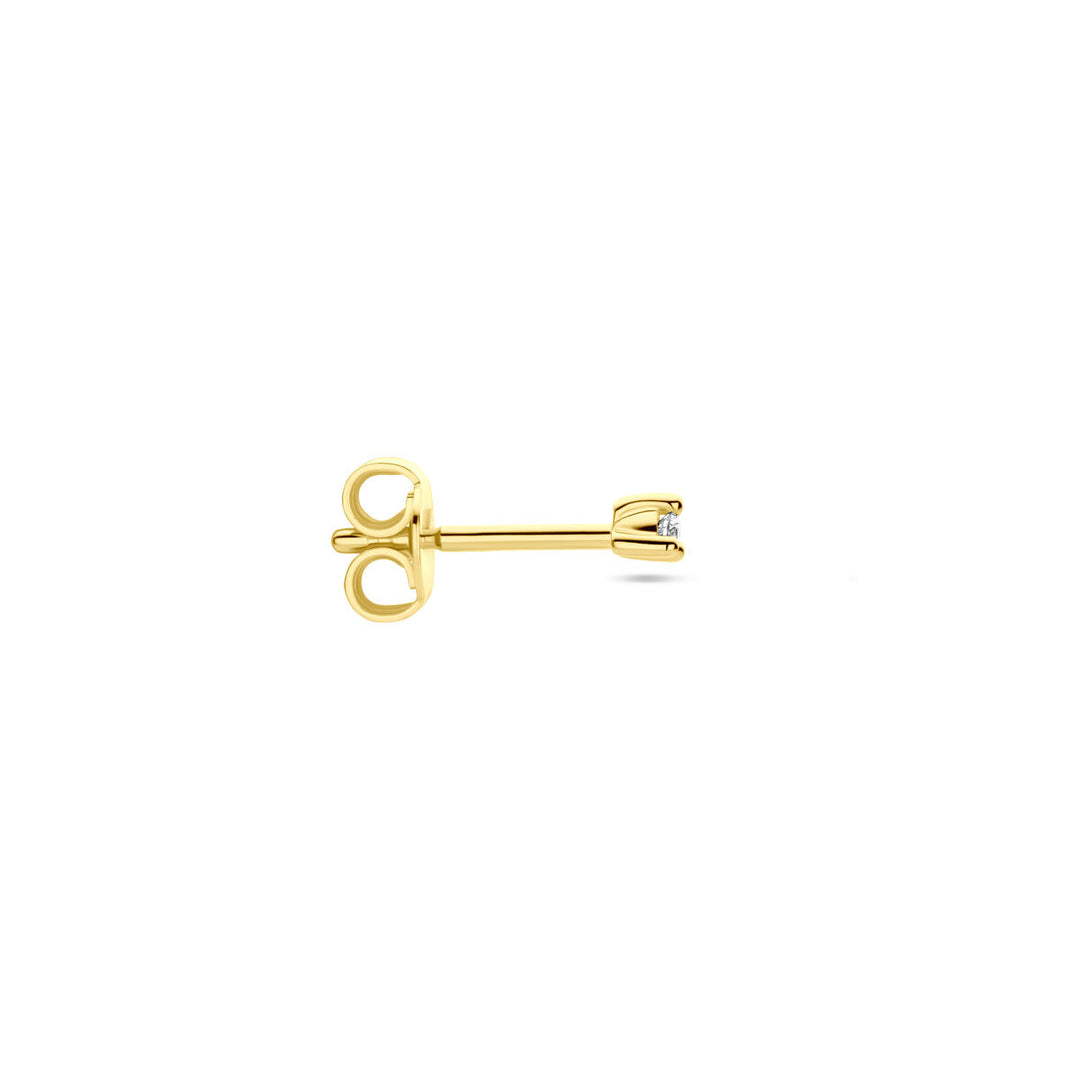 14k Geelgouden oorknop met diamant – per stuk verkocht