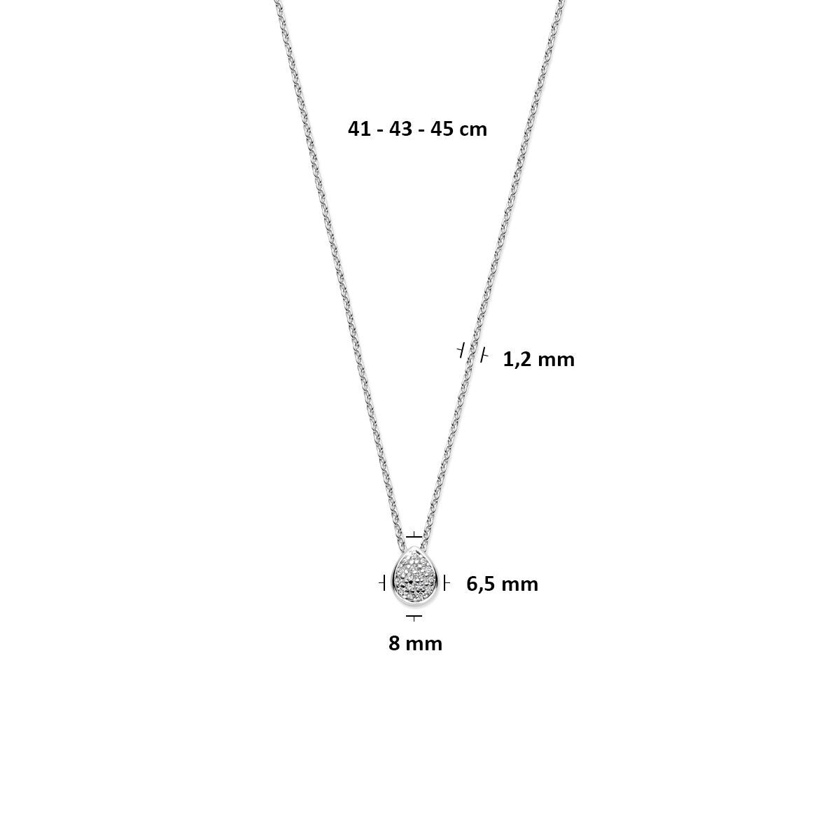 Collier en argent pour femme avec pendentif en zircone en forme de goutte rhodié 41 - 43 - 45 cm