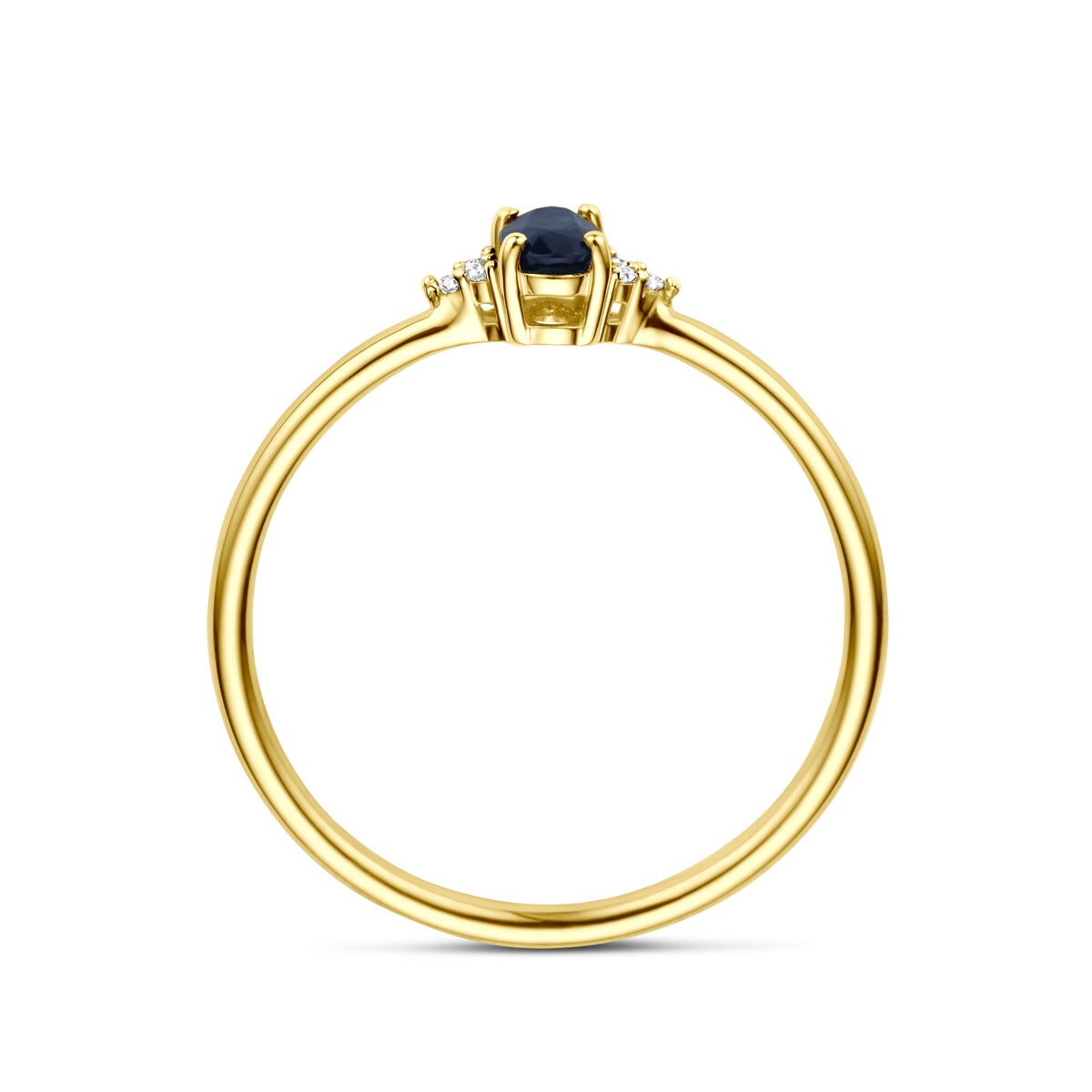 Bague en or avec saphir et diamant – 14k