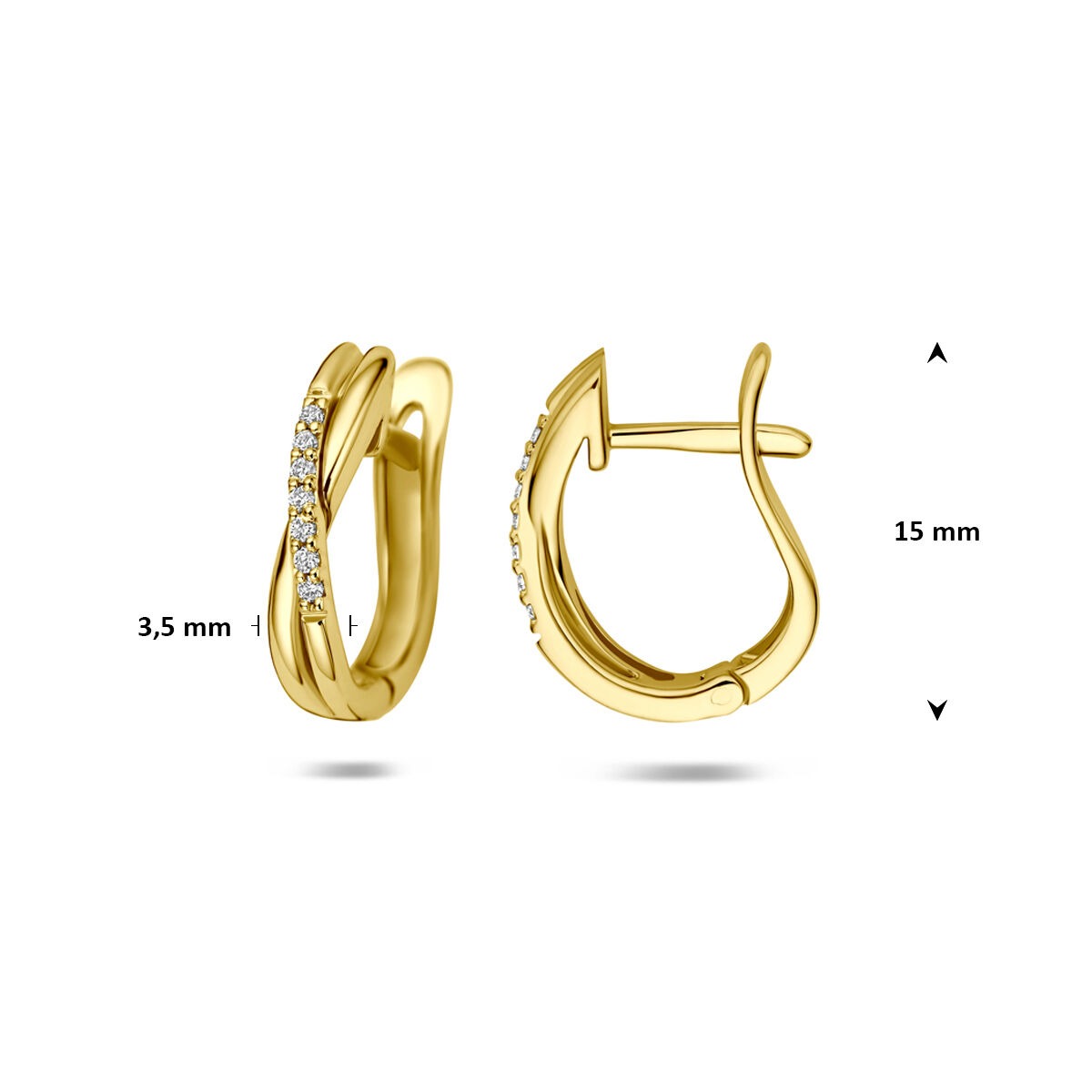 Créoles en or jaune 14k avec diamant cultivé en laboratoire
