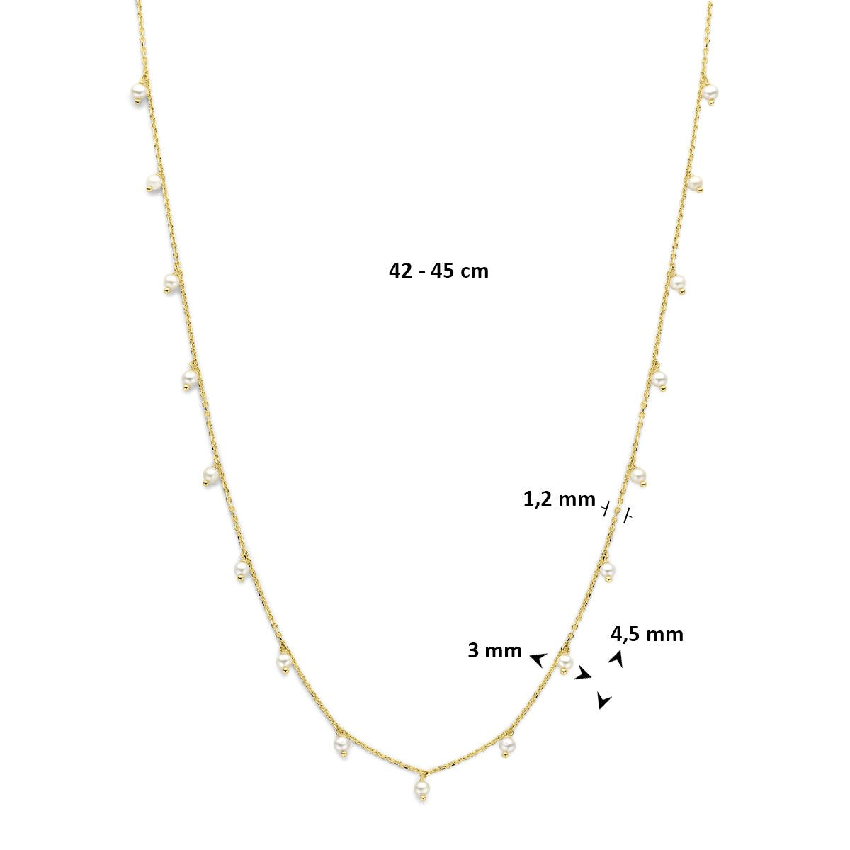 collier en or jaune avec des perles