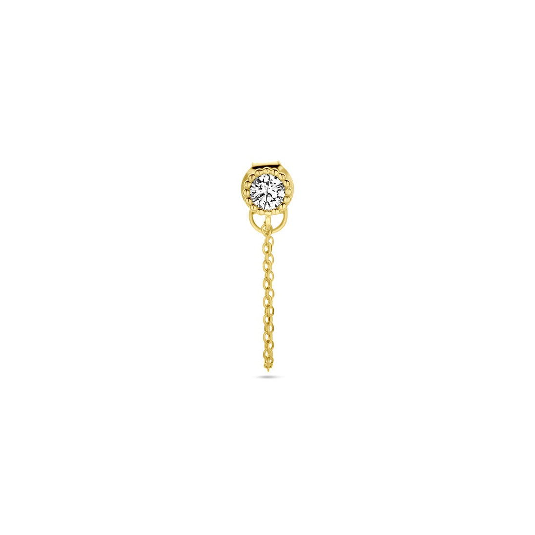 14k geelgouden oorknop met zirkonia – per stuk verkocht