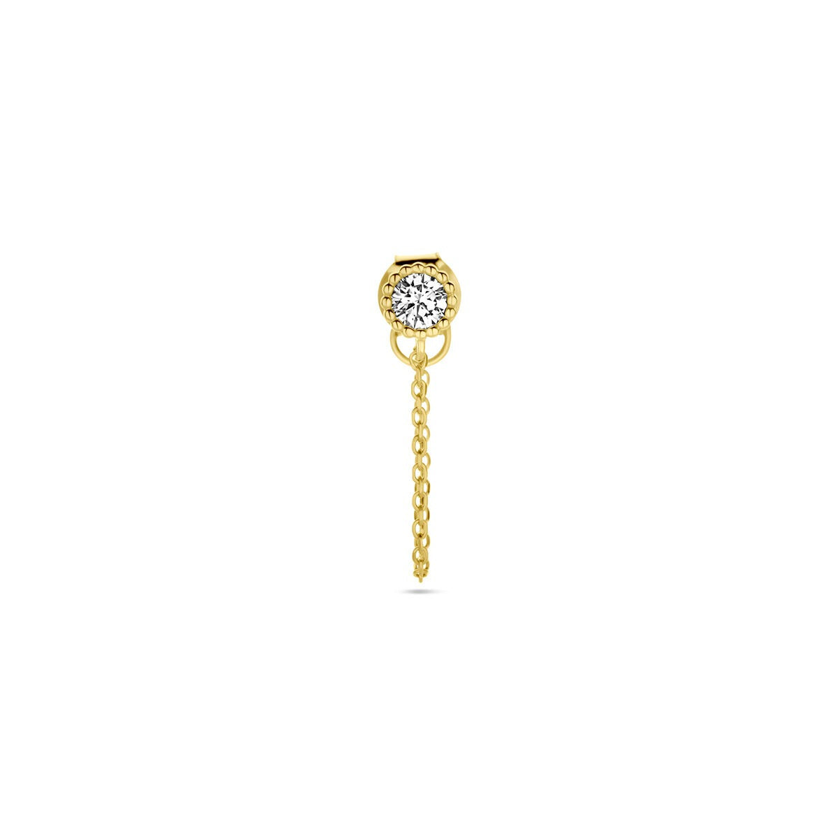 puce d'oreille en or jaune 14k avec zircone – vendu à l'unité