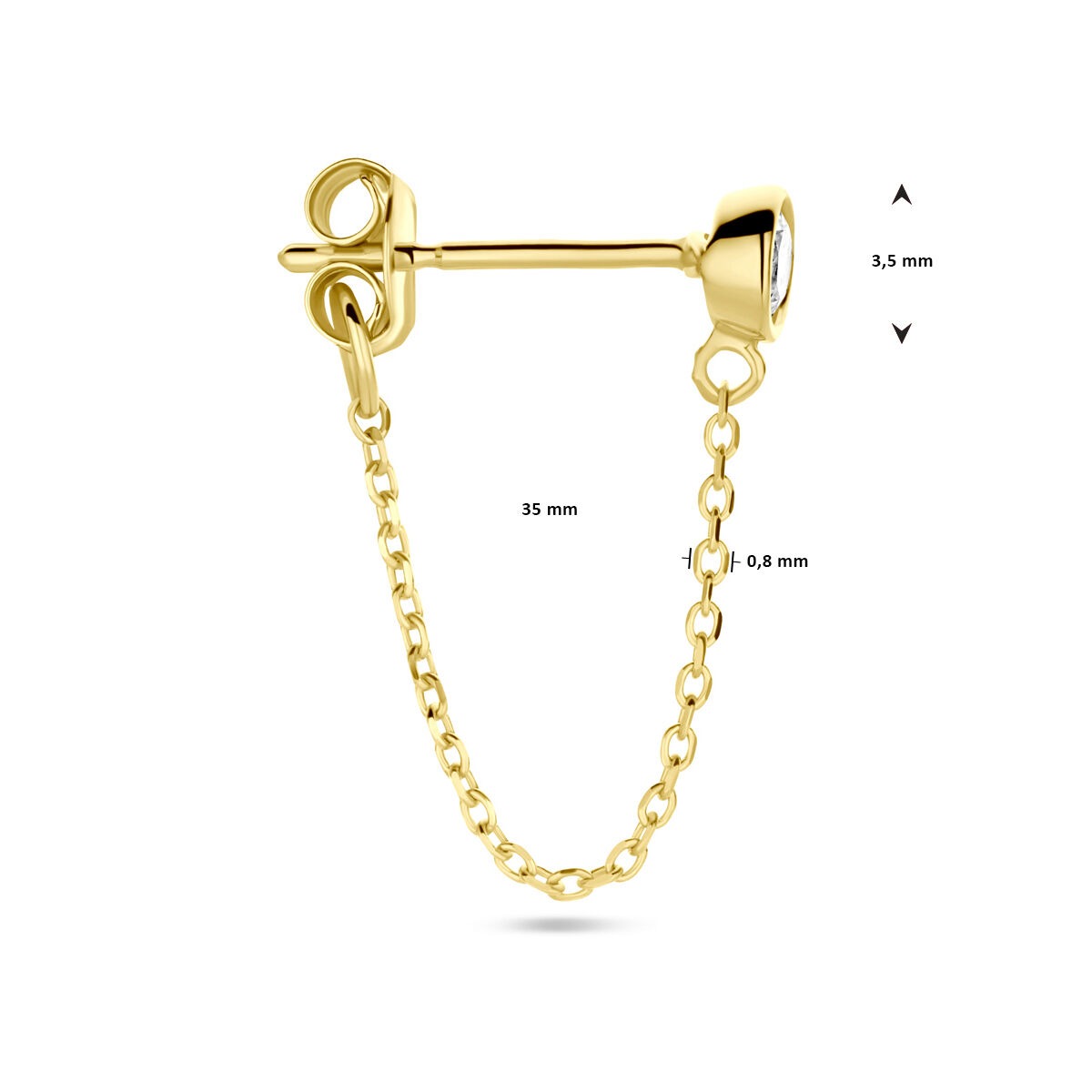 puce d'oreille en or jaune 14k avec zircone – vendu à l'unité