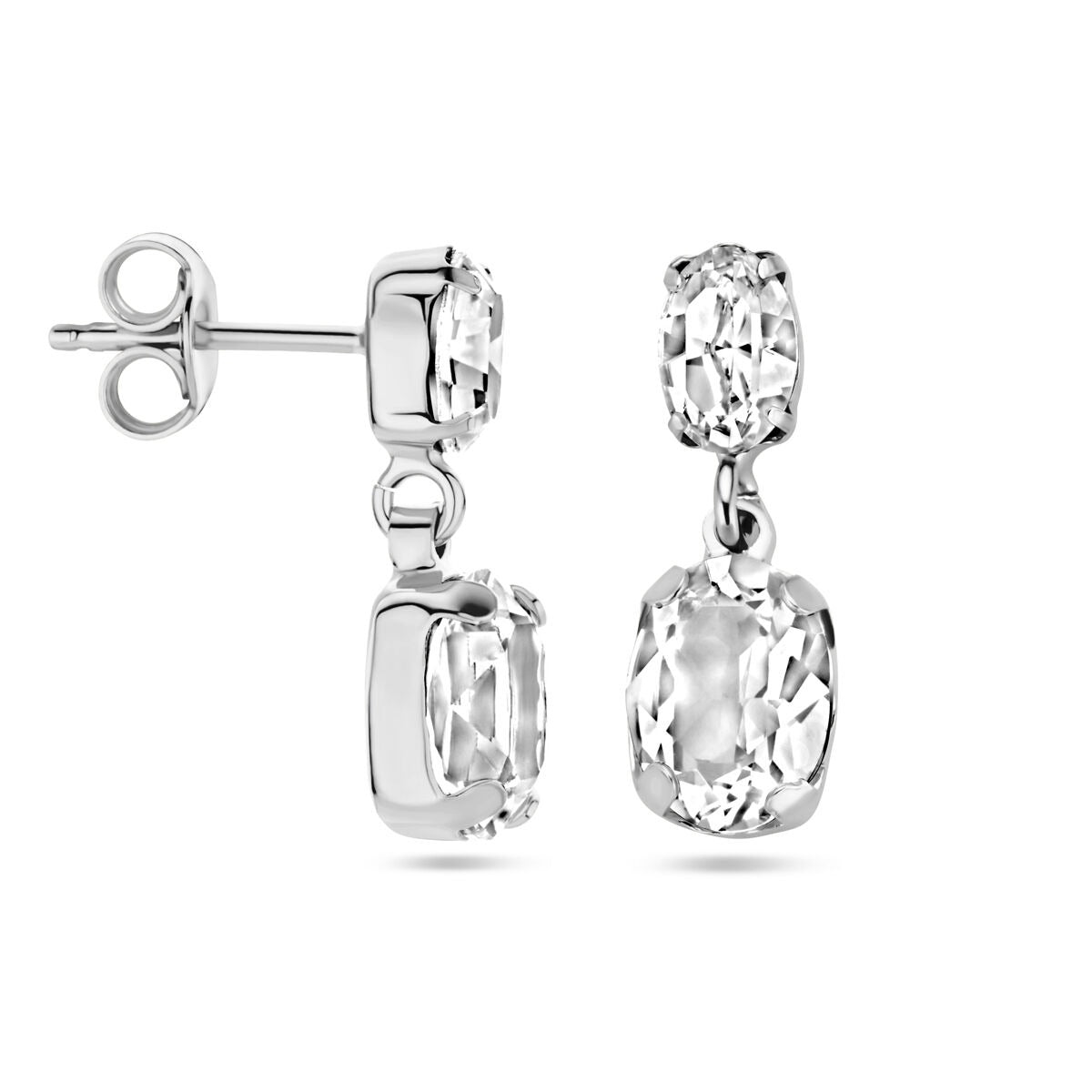 Boucles d'oreilles en argent rhodié avec cristal Swarovski