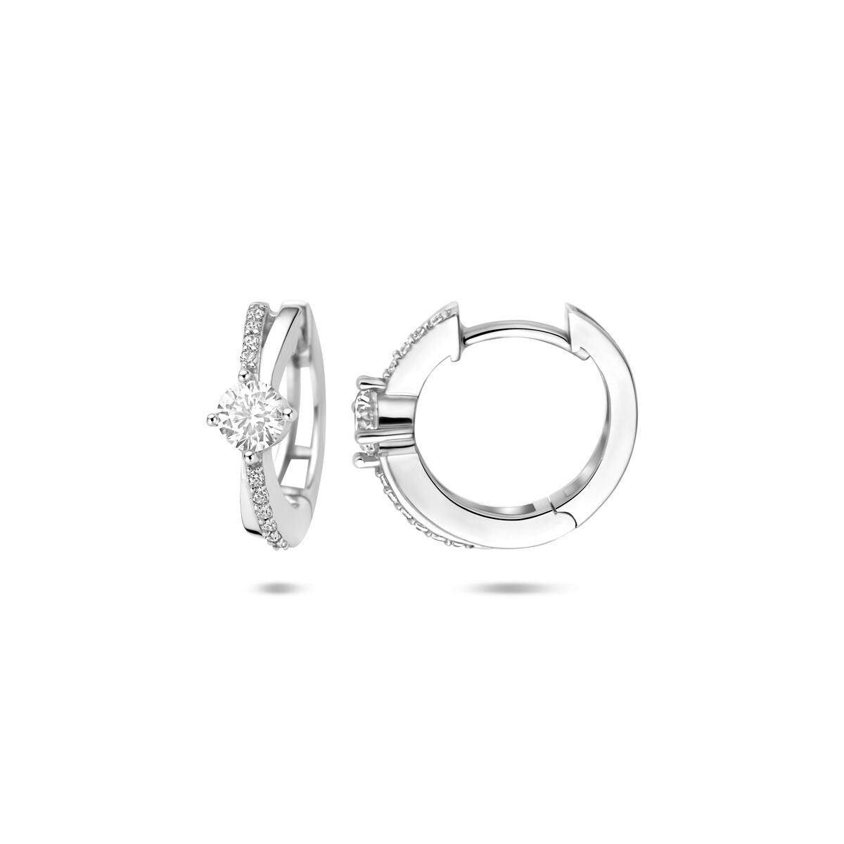 Créoles en argent avec zircone – argent rhodié 925