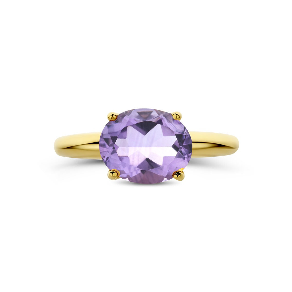bague en or jaune 14k avec améthyste