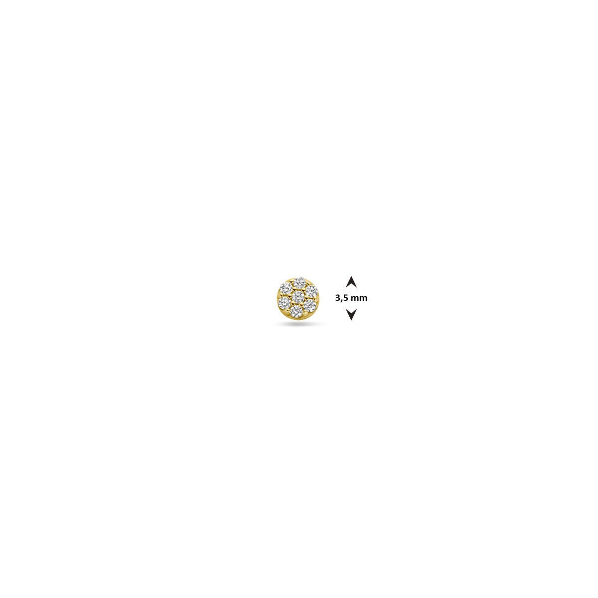 piercing en or jaune à dos plat avec pavé de zircone 3,5 mm