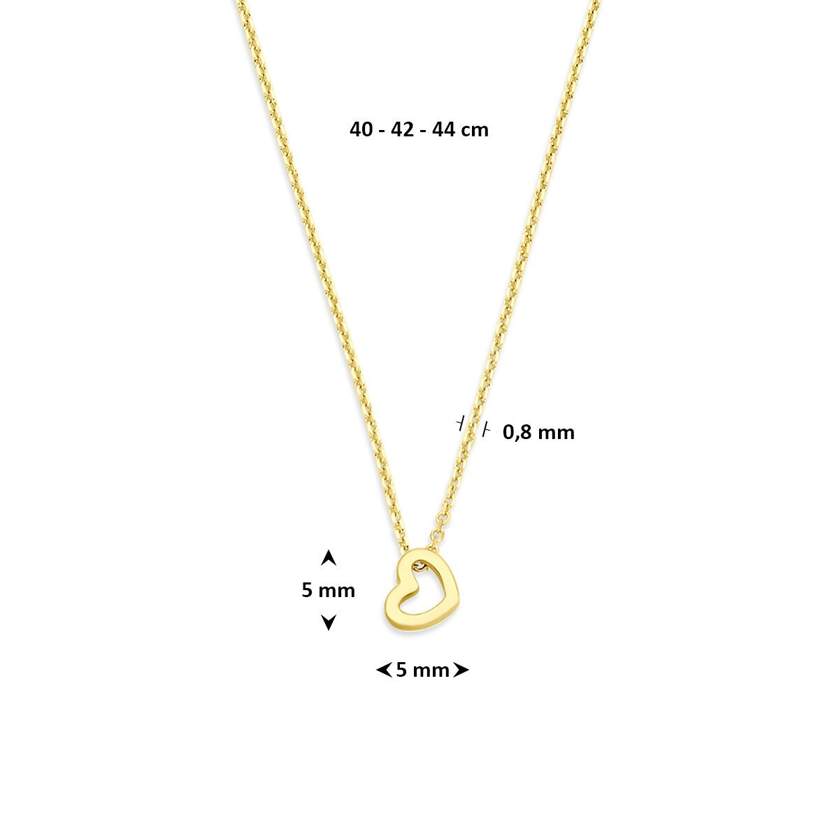 Collier en or jaune 14k avec cœur