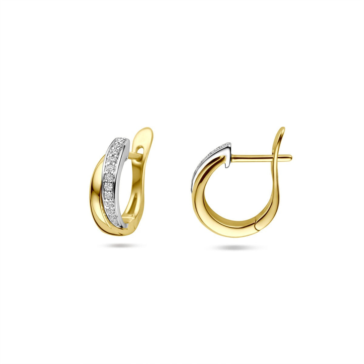 Créoles en or bicolore 14k avec diamant