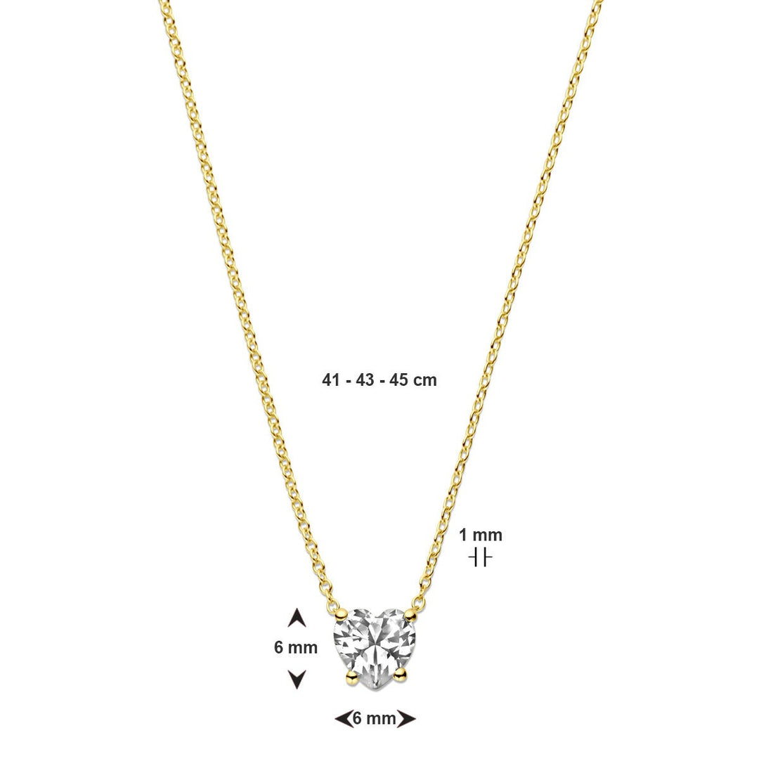 14k Geelgouden collier met hartvormige zirkonia
