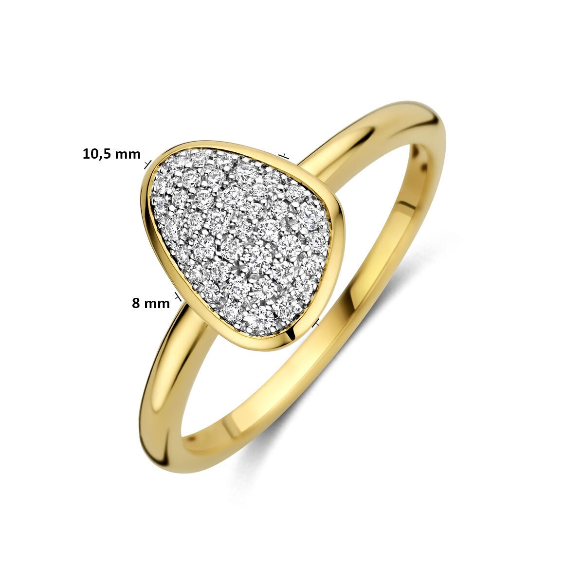 Bague pour femme bicolore en or 14k avec diamant – 10,5 x 8 mm
