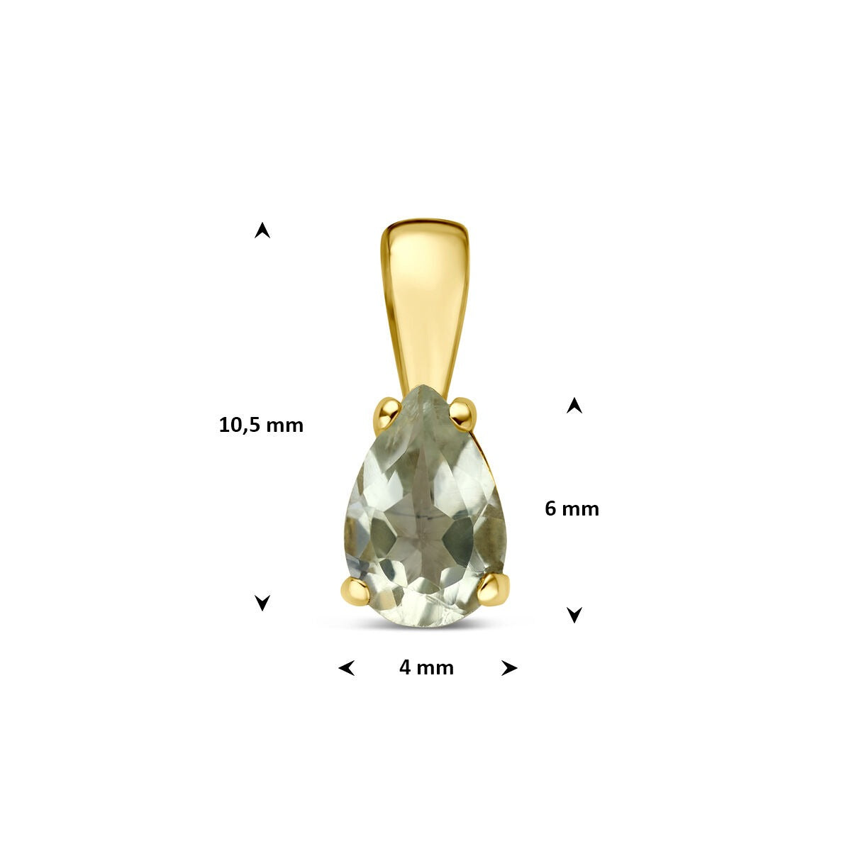 pendentif en or jaune 14k avec améthyste verte