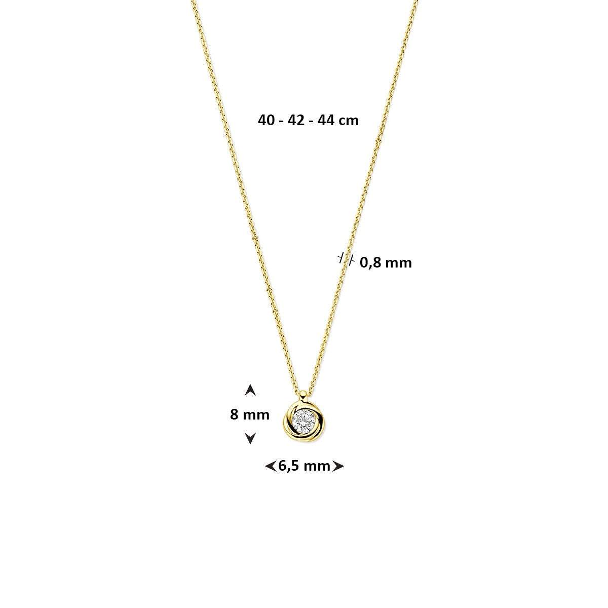 Collier en or 14k avec zircone – maille jasseron