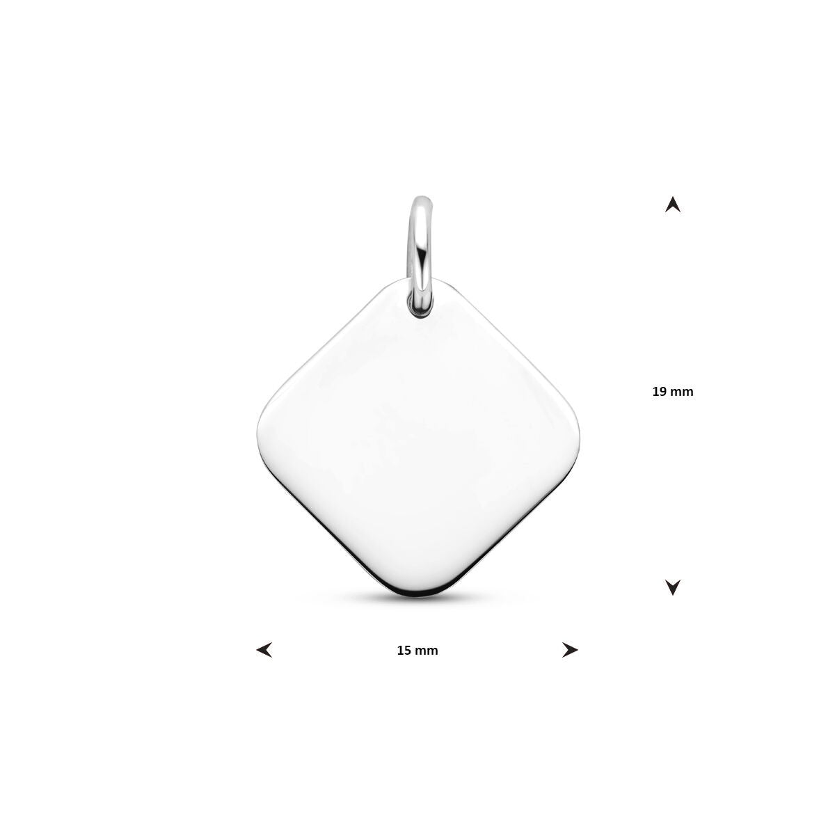 Pendentif gravé en argent rhodié carré 925