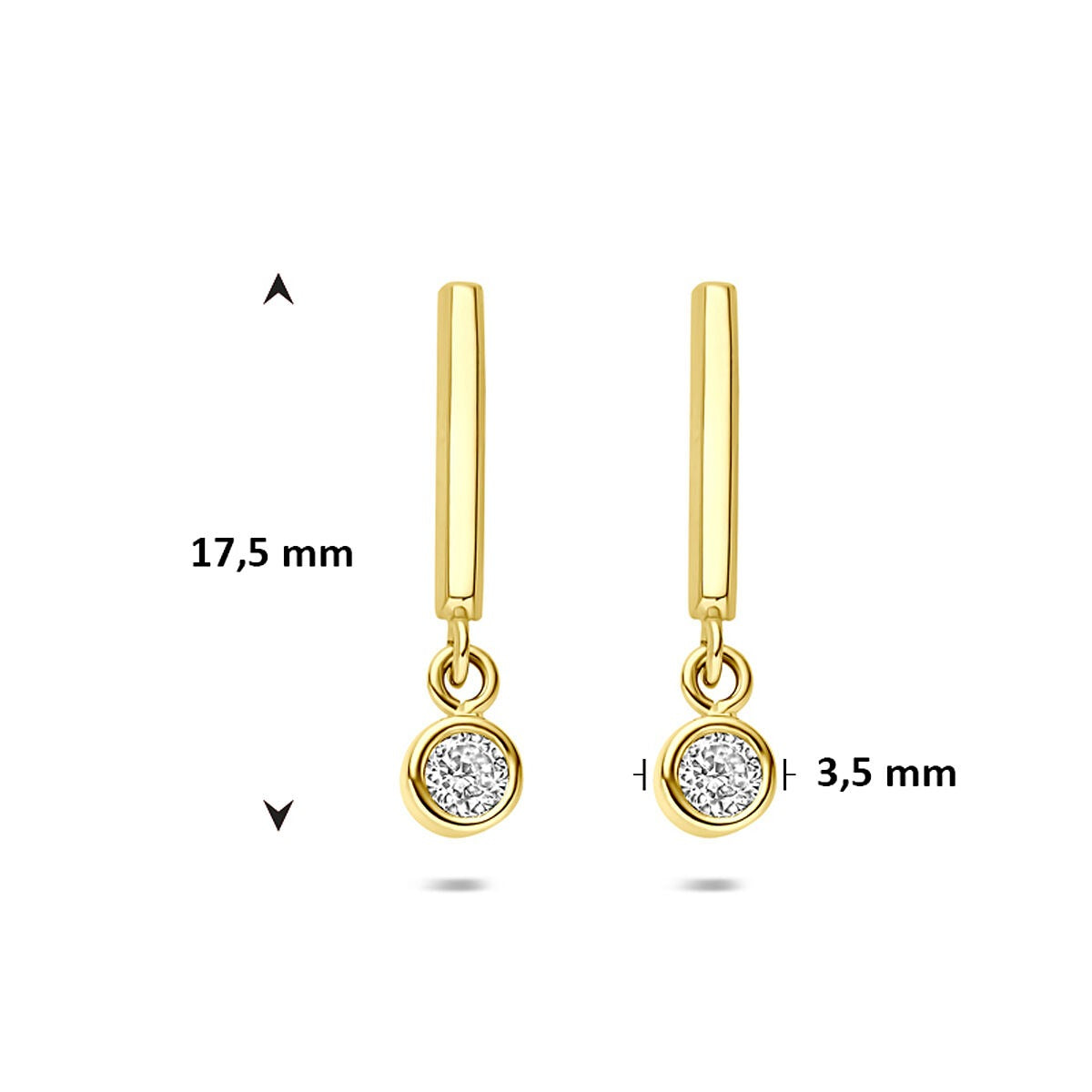 Boucles d'oreilles en or jaune 14k avec zircone taillée en brillant