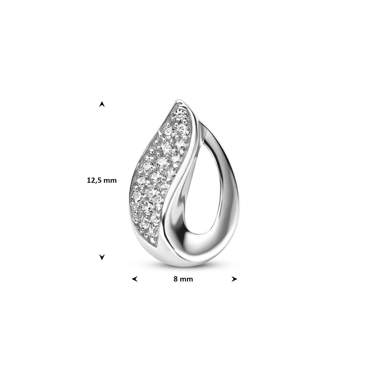pendentif zircone 12,5 mm argent rhodié
